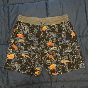 Hurley 18” Inseam Toucan Swim Trunks; Size Medium